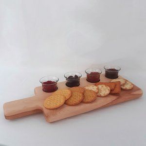 Butter/Charcuterie/Serving Board Handcrafted wi 4 Glass Serving Cups and Spoons